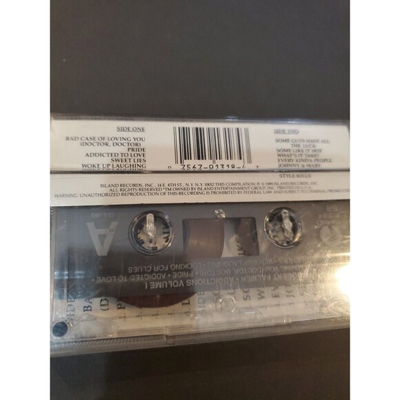 ROBERT PALMER: ADDICTIONS VOL 1, 1989, Rock,Greatest Hits Cassette Vintage Tape - Picture 2 of 2